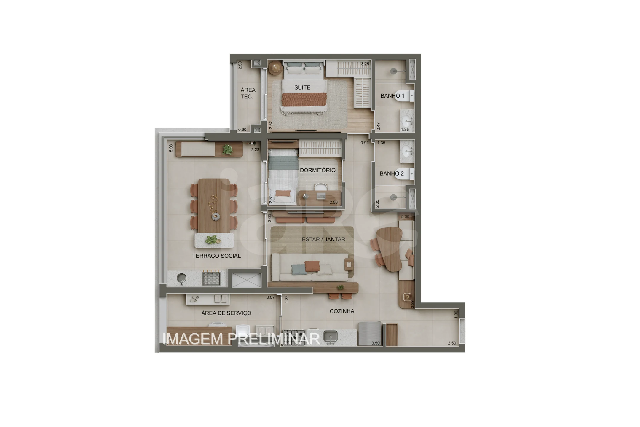 Planta — Apartamento 83,63 m²