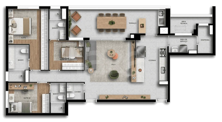 Planta — Apartamento 128,15 m²