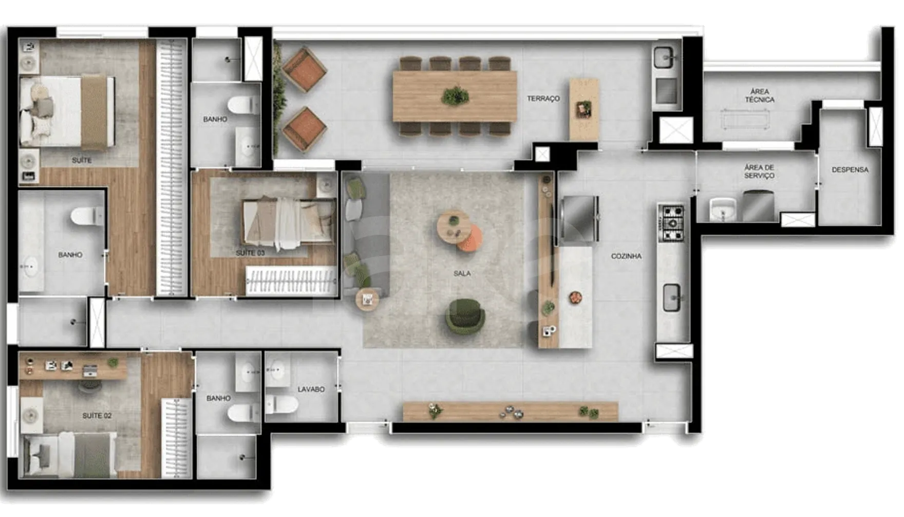 Planta — Apartamento 128,15 m²