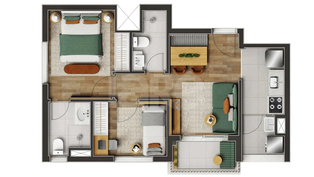 Planta — Apartamento 43,33 m²