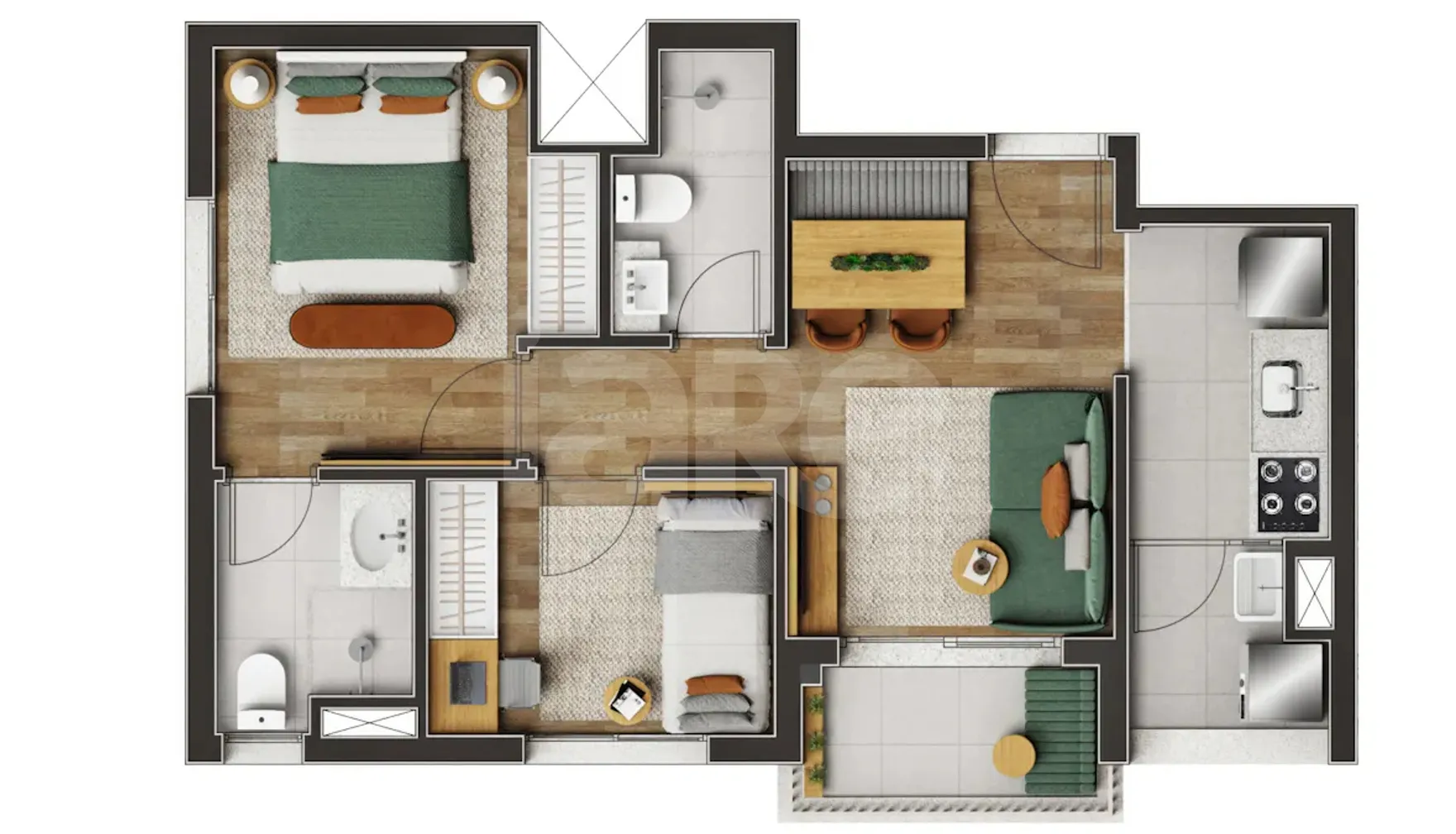 Planta — Apartamento 43,33 m²
