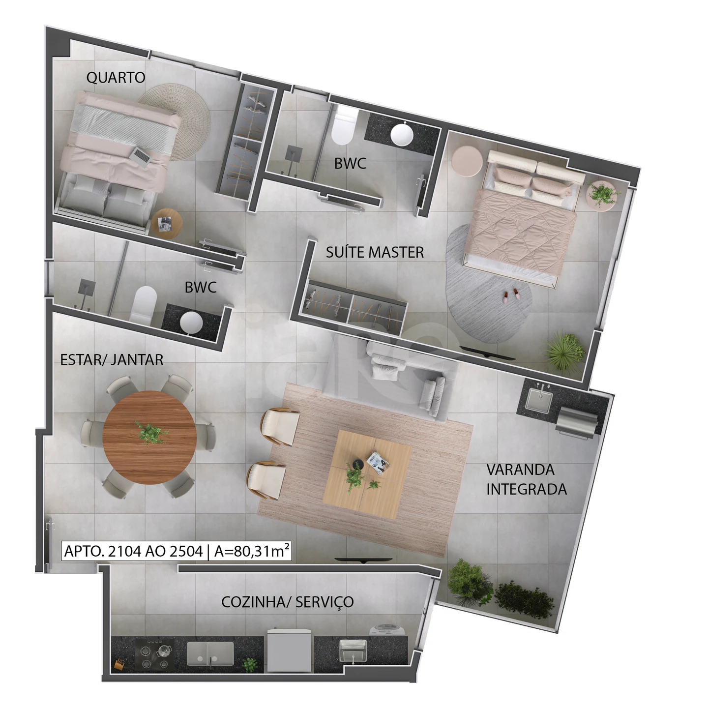 Planta — Apartamento 80,31 m²