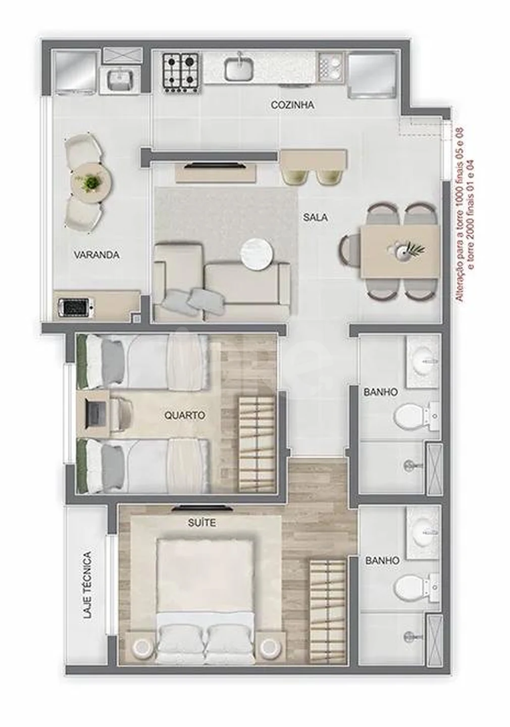 Planta — Apartamento 55,71 m²