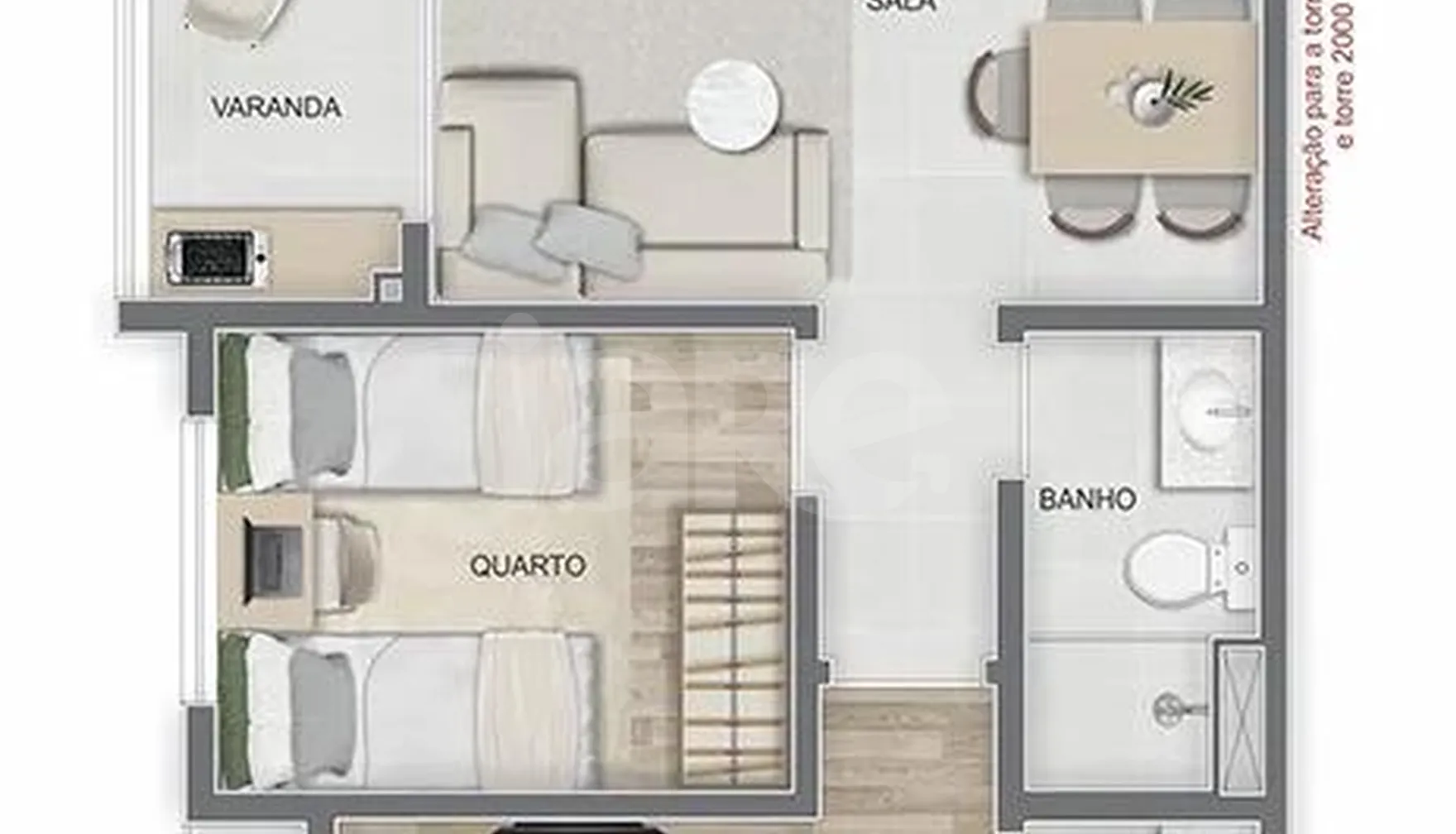 Planta — Apartamento 55,71 m²