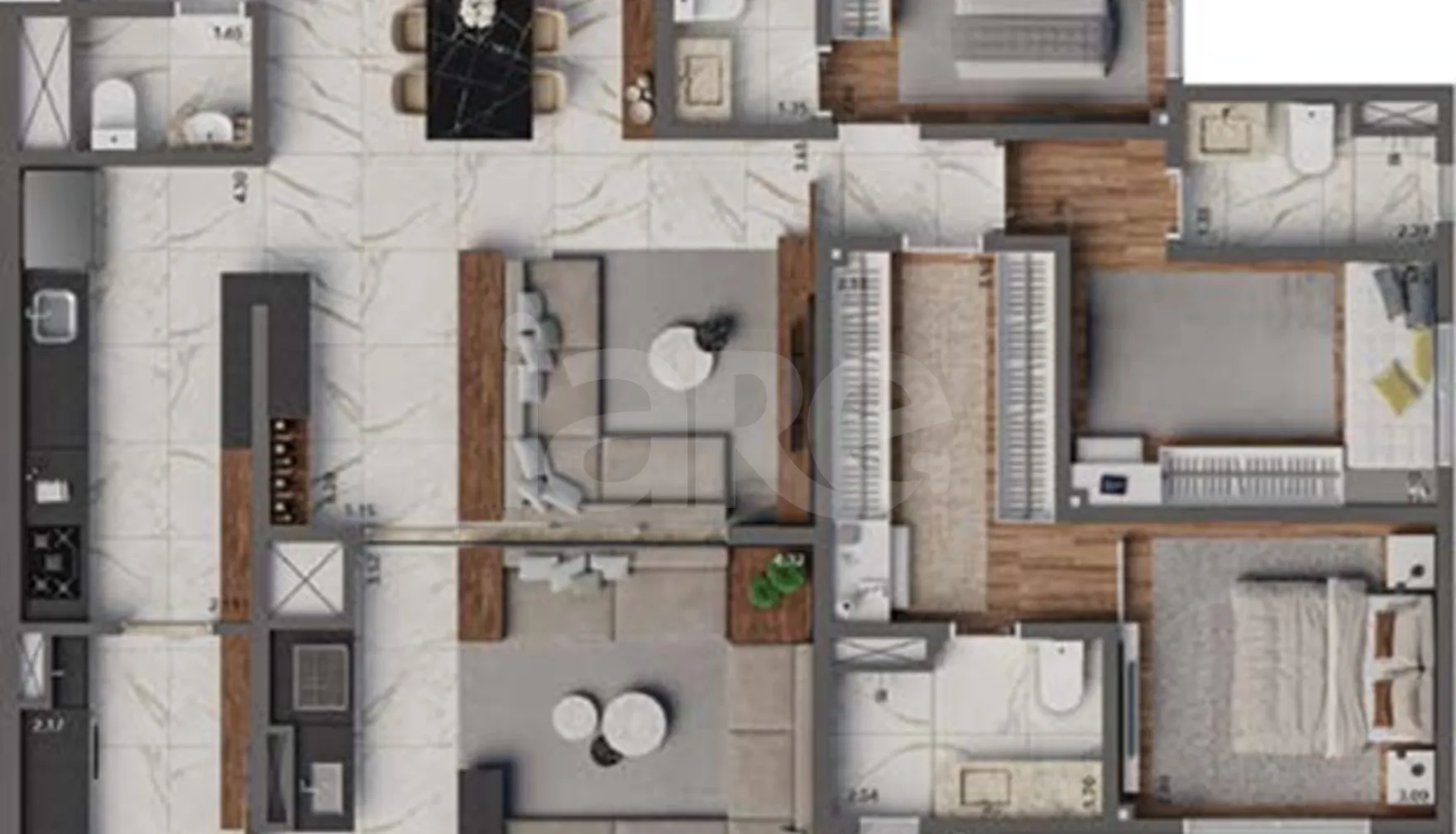 Planta — Apartamento 125,87 m²