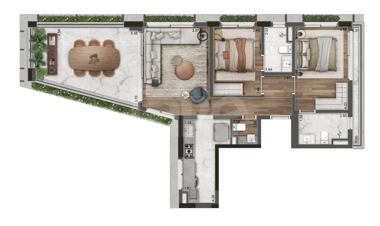 Planta — Apartamento 101,83 m²