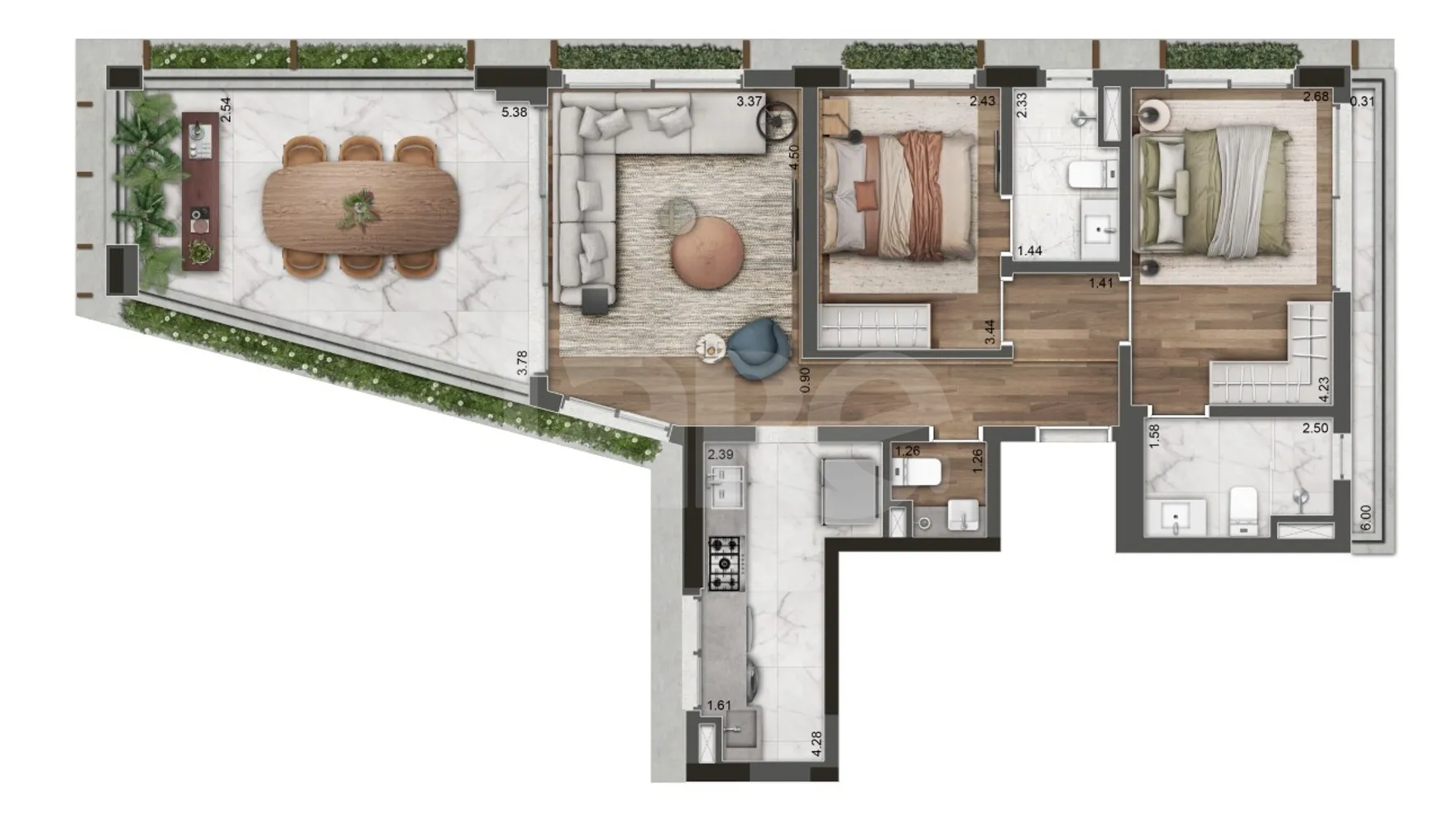 Planta — Apartamento 101,83 m²