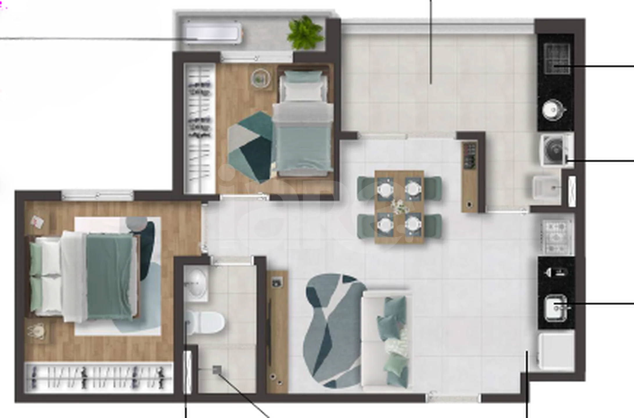 Planta — Apartamento 50,53 m²
