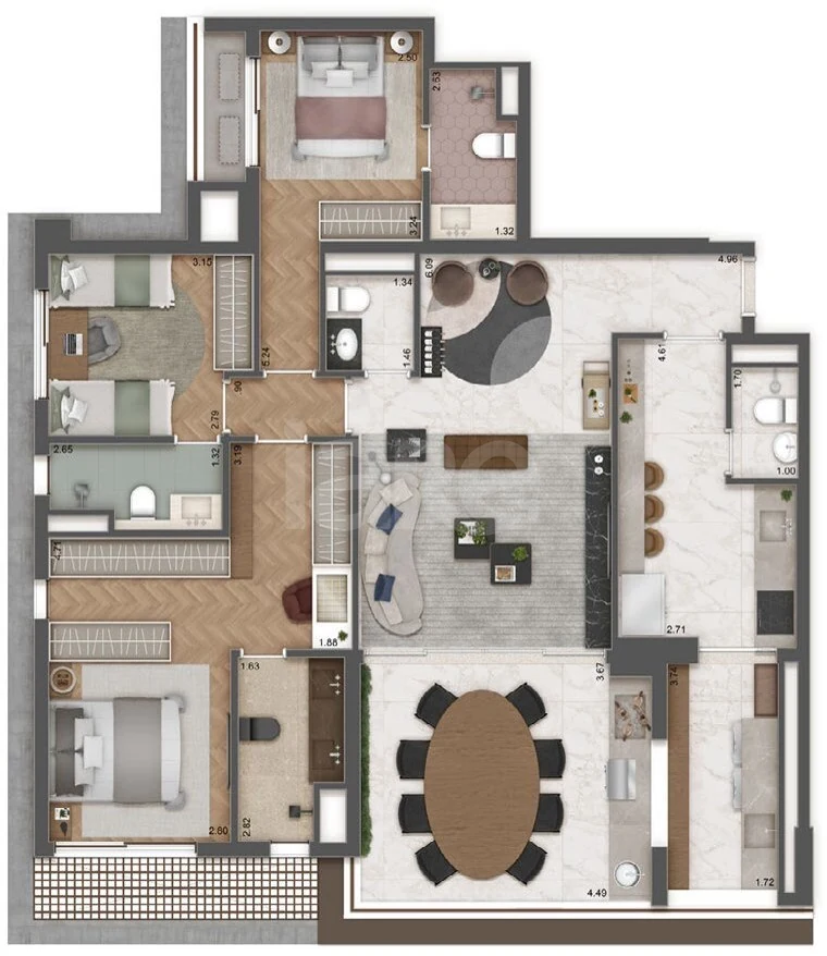 Planta — Apartamento 132,4 m²