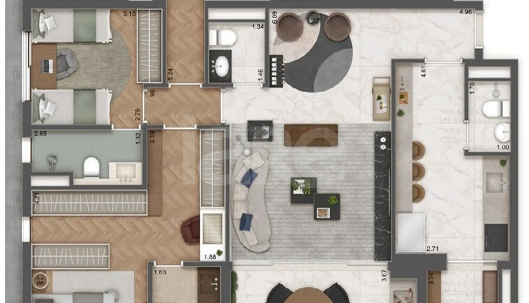 Planta — Apartamento 132,4 m²