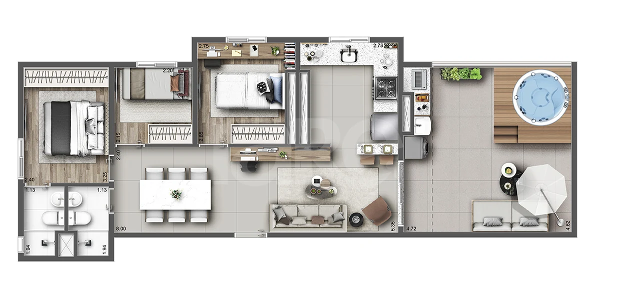 Planta — Cobertura Horizontal 81,03 m²