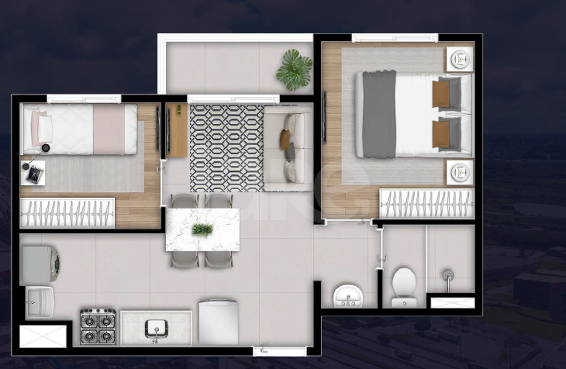Planta — Apartamento 33,55 m²