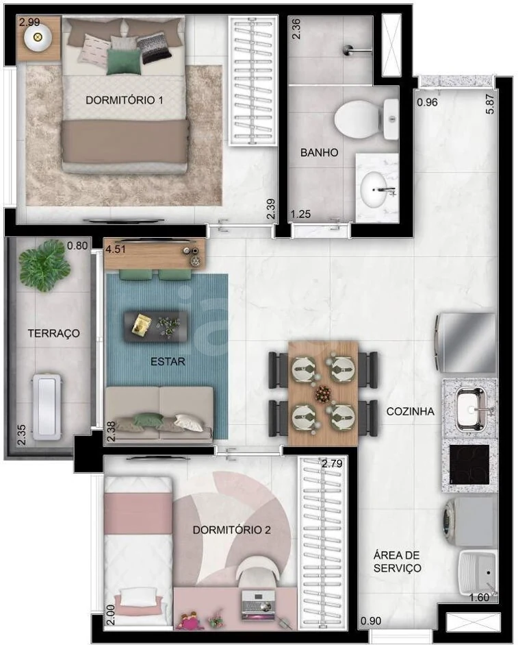 Planta — Apartamento 40,06 m²