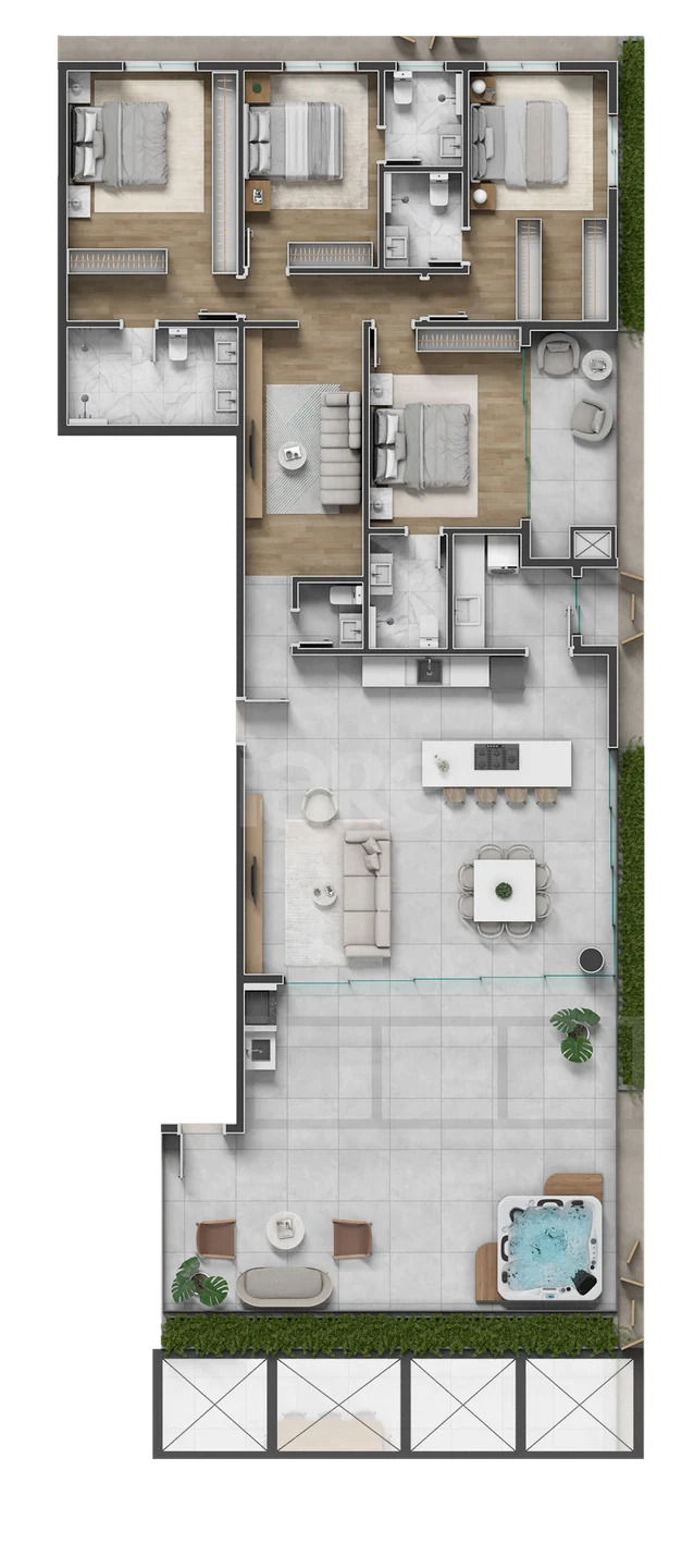 Planta — Cobertura Duplex 171 m²