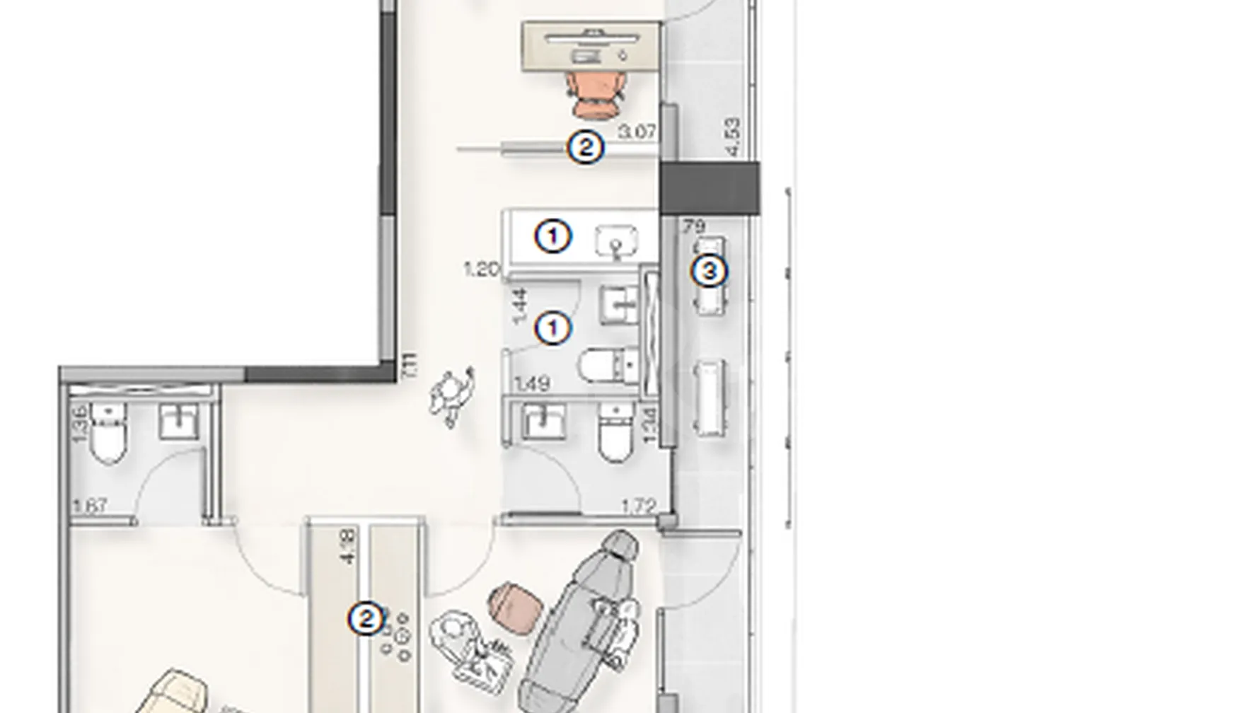 Planta — Sala 91,35 m²