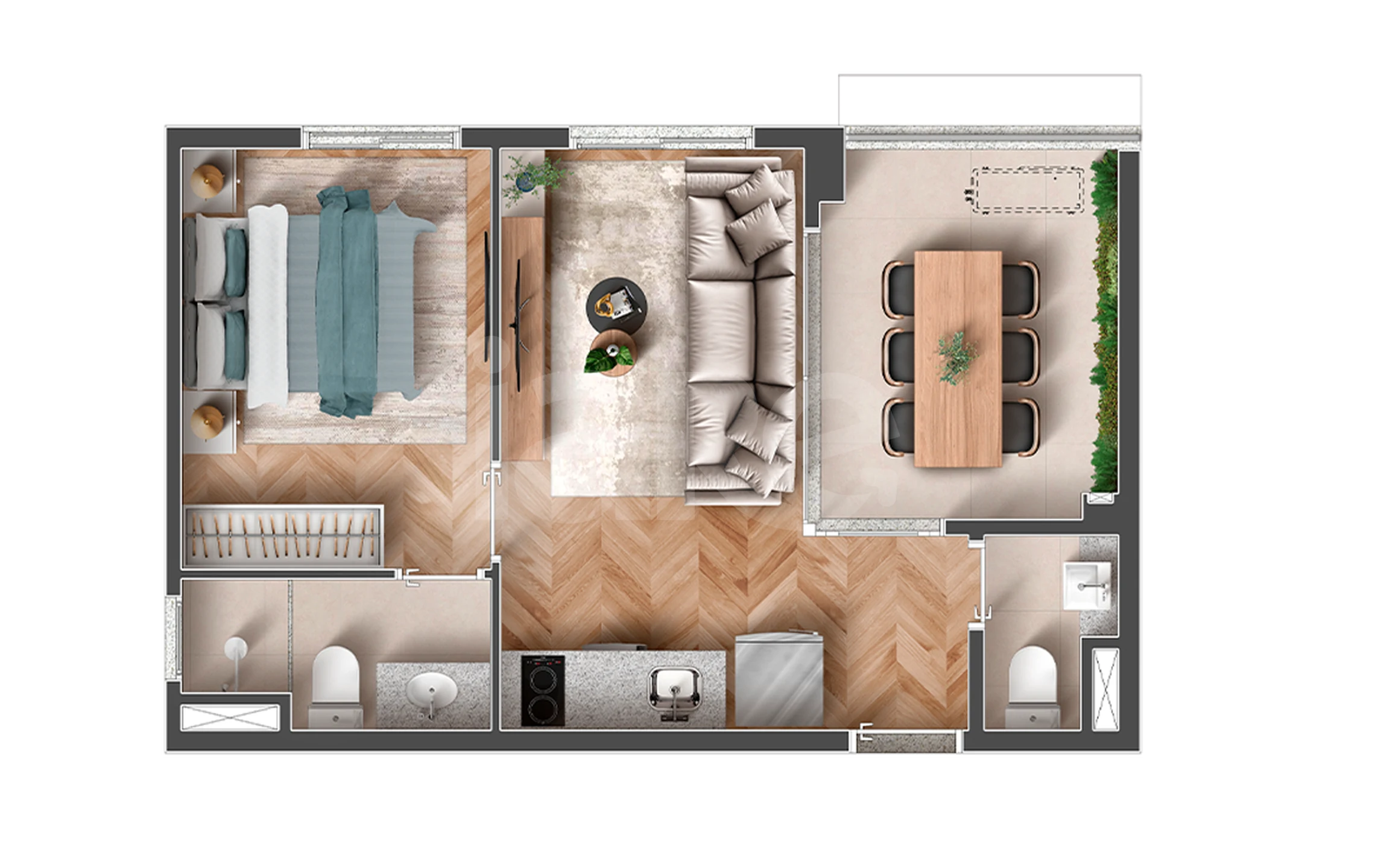 Planta — Apartamento 38,11 m²