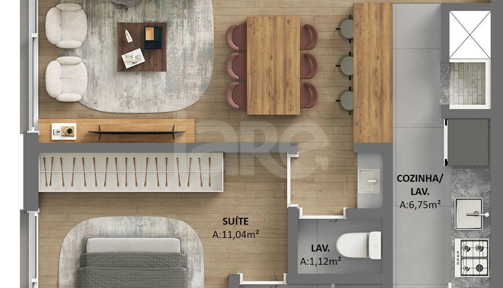Planta — Apartamento 51,76 m²