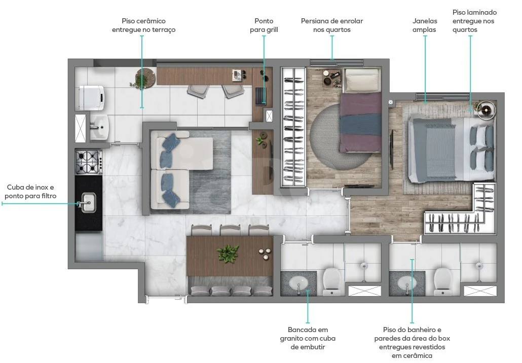 Planta — Apartamento 46,41 m²