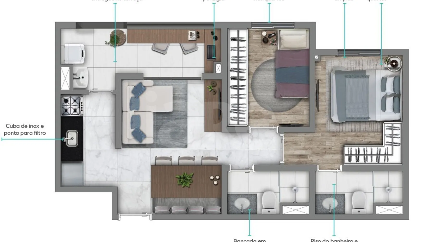Planta — Apartamento 46,41 m²
