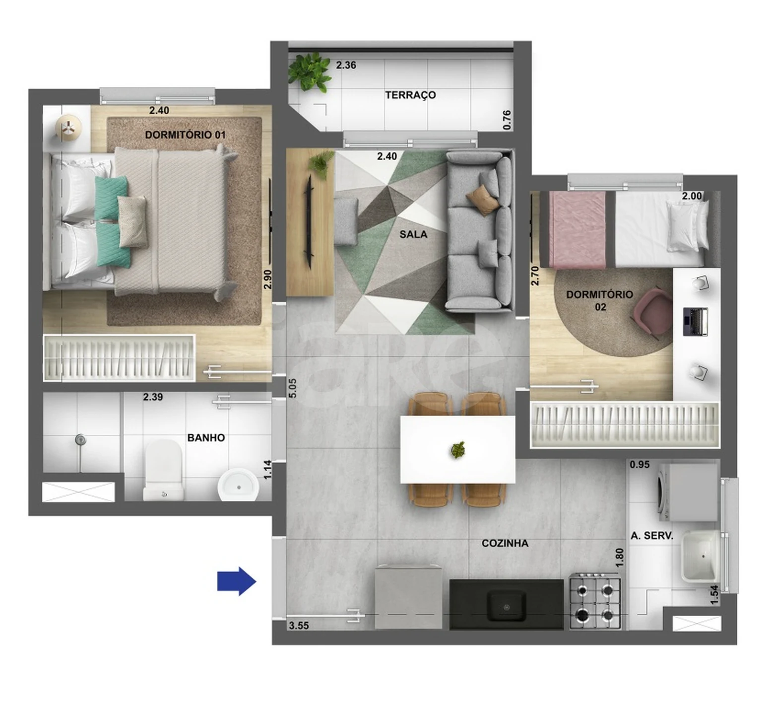 Planta — Apartamento 38 m²