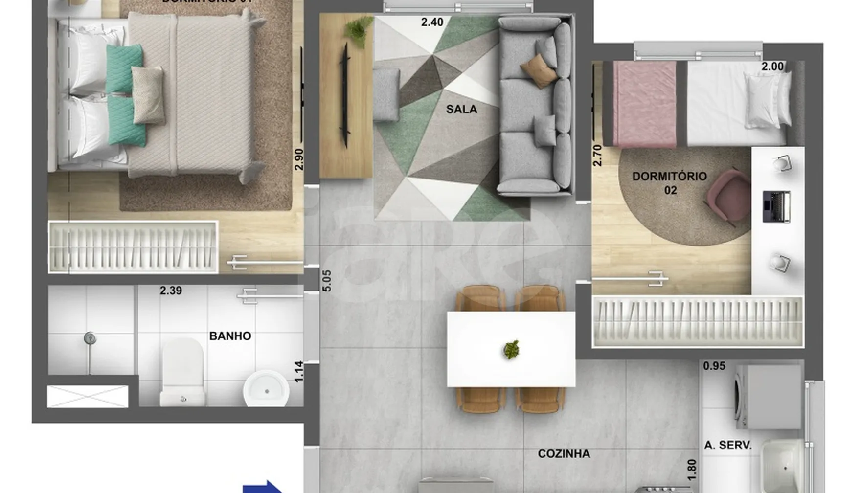 Planta — Apartamento 38 m²