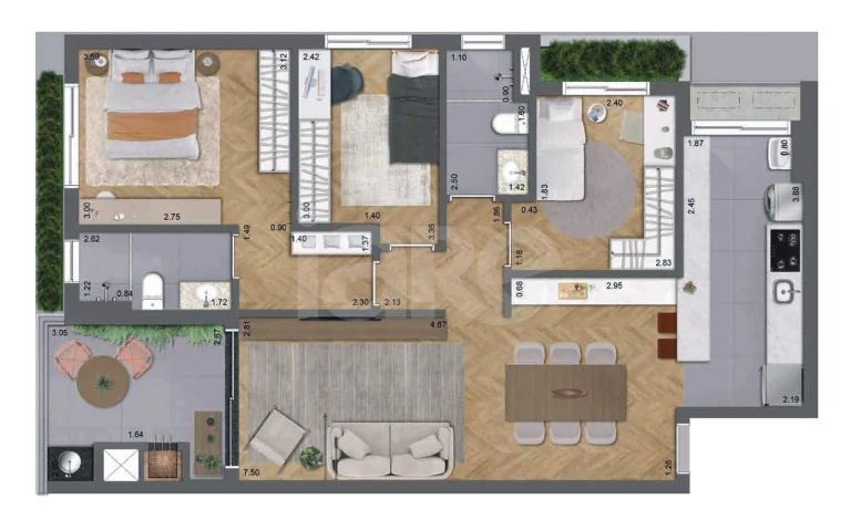 Planta — Apartamento 94,13 m²