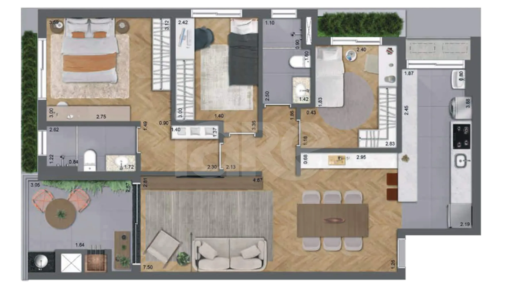 Planta — Apartamento 94,13 m²