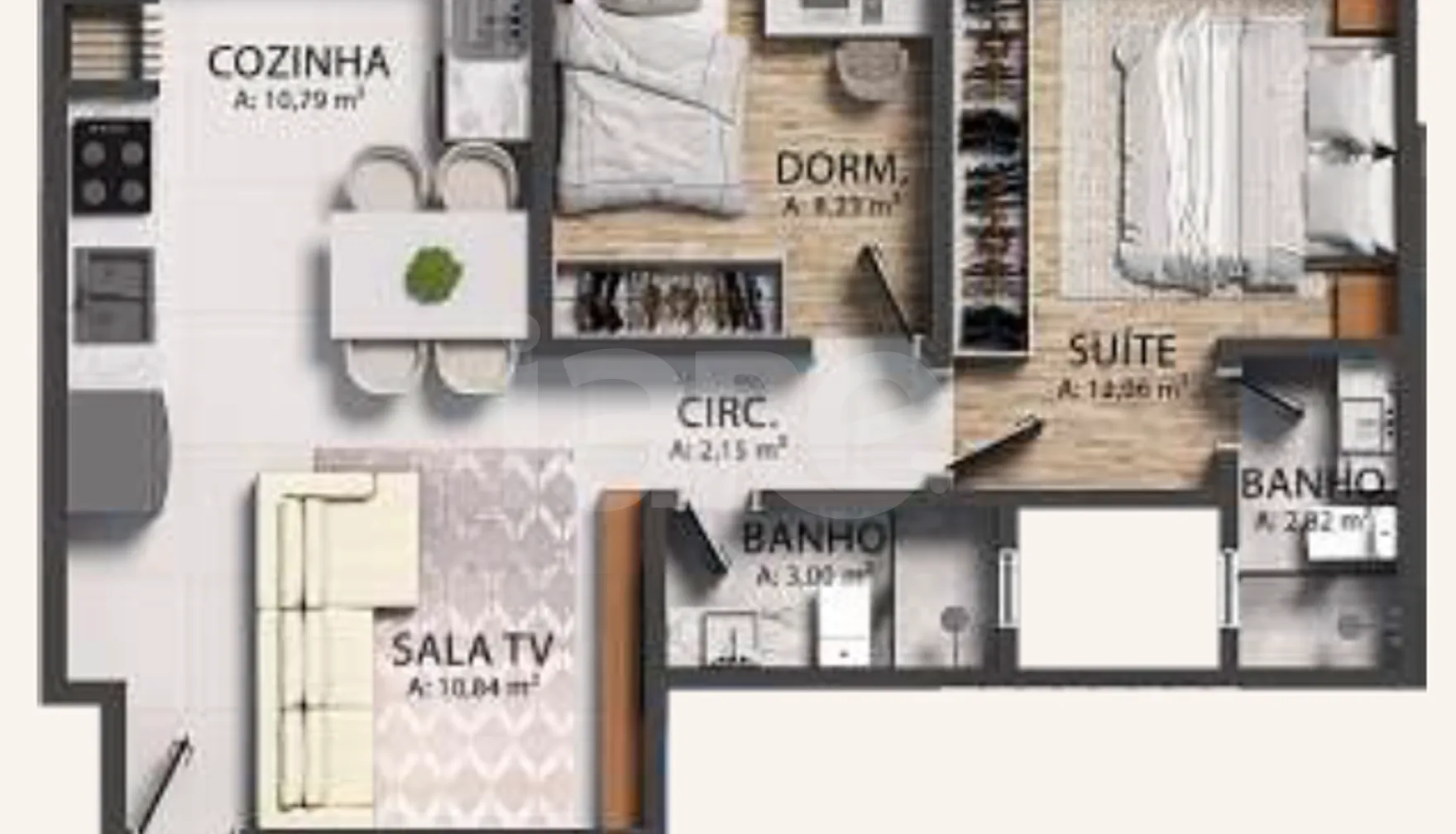 Planta — Apartamento 61,25 m²