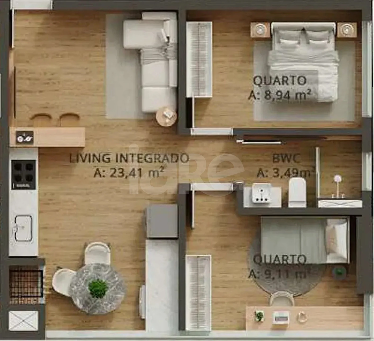 Planta — Apartamento 53,65 m²