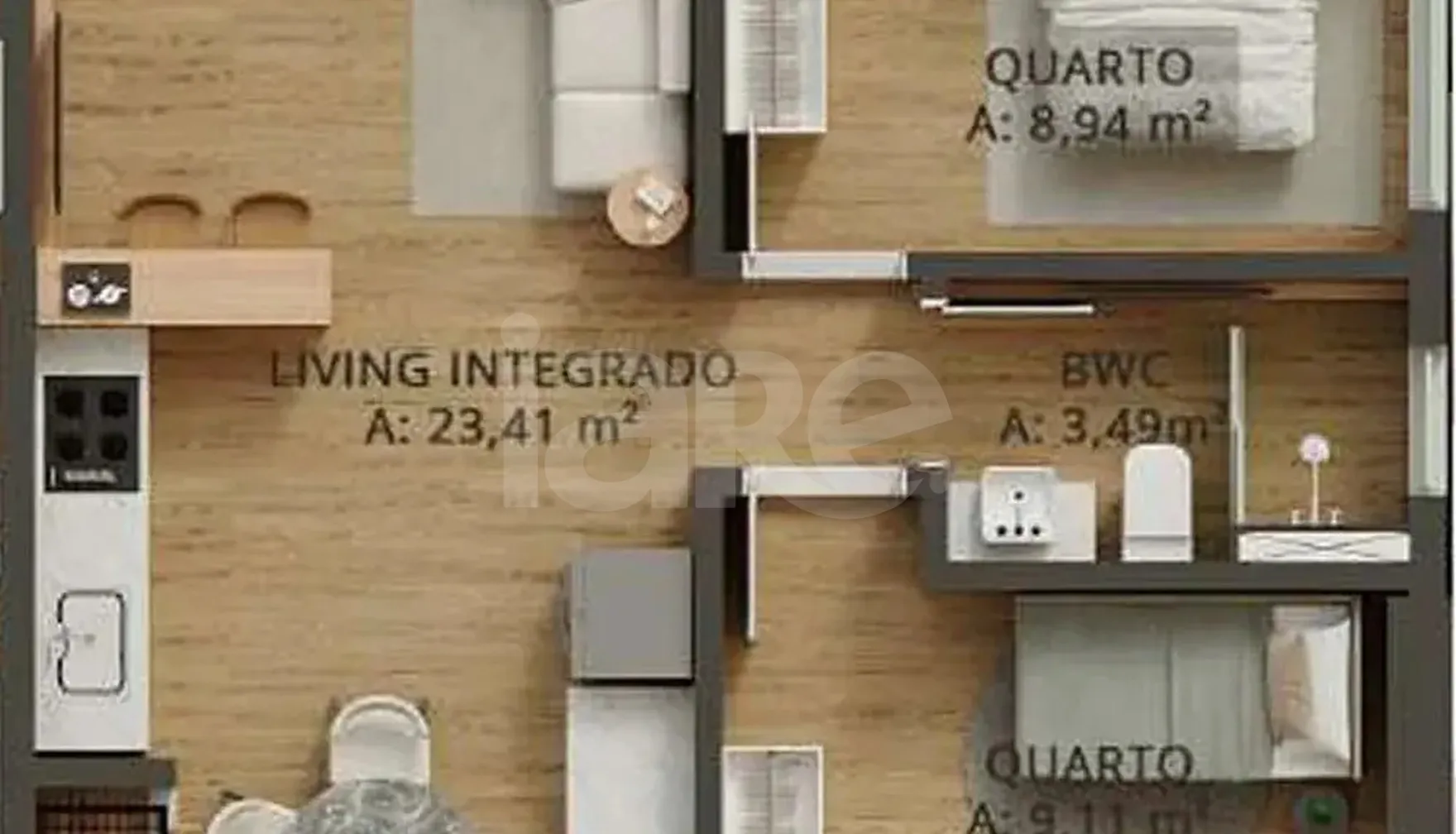Planta — Apartamento 53,65 m²