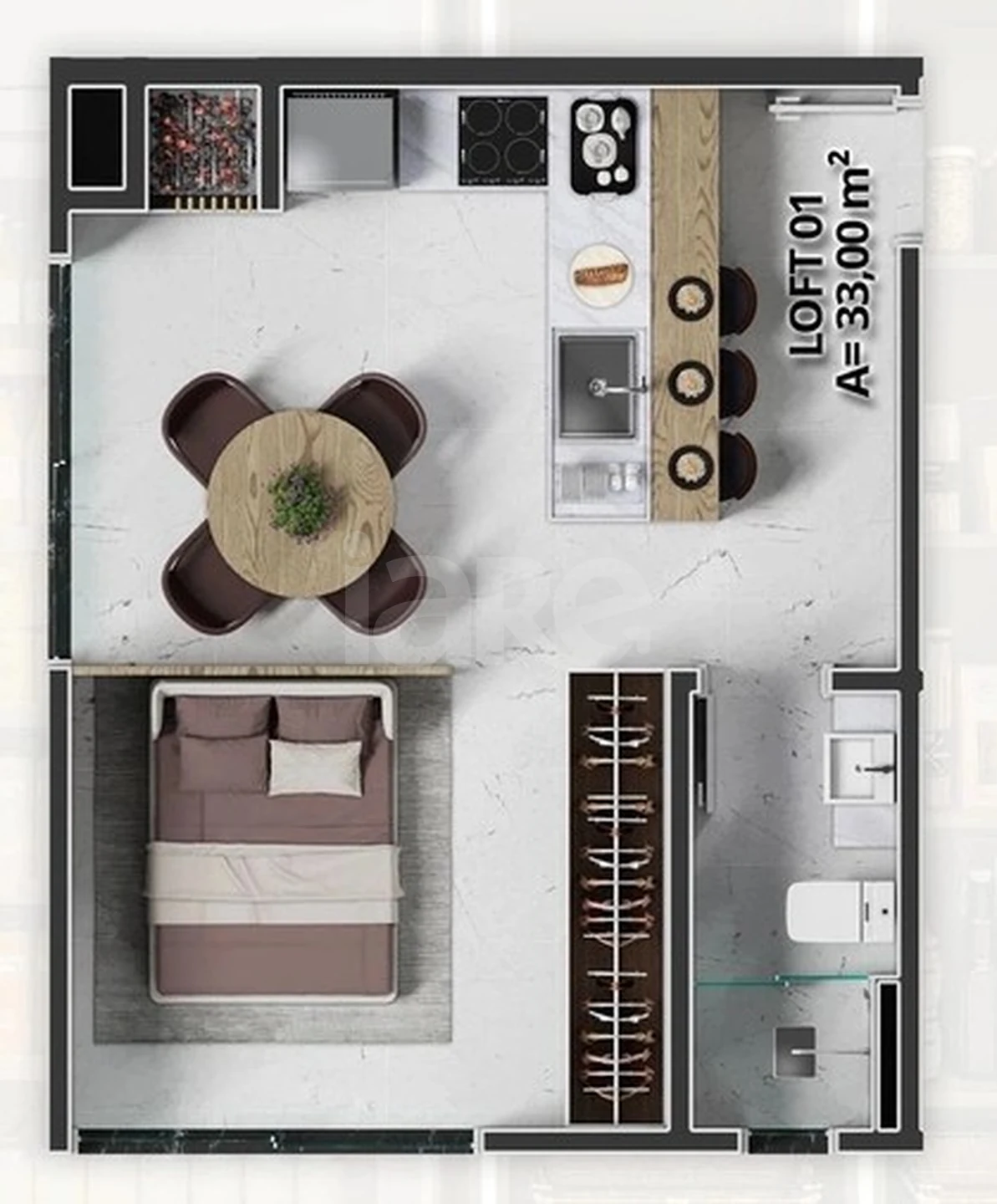 Planta — Studio 33 m²