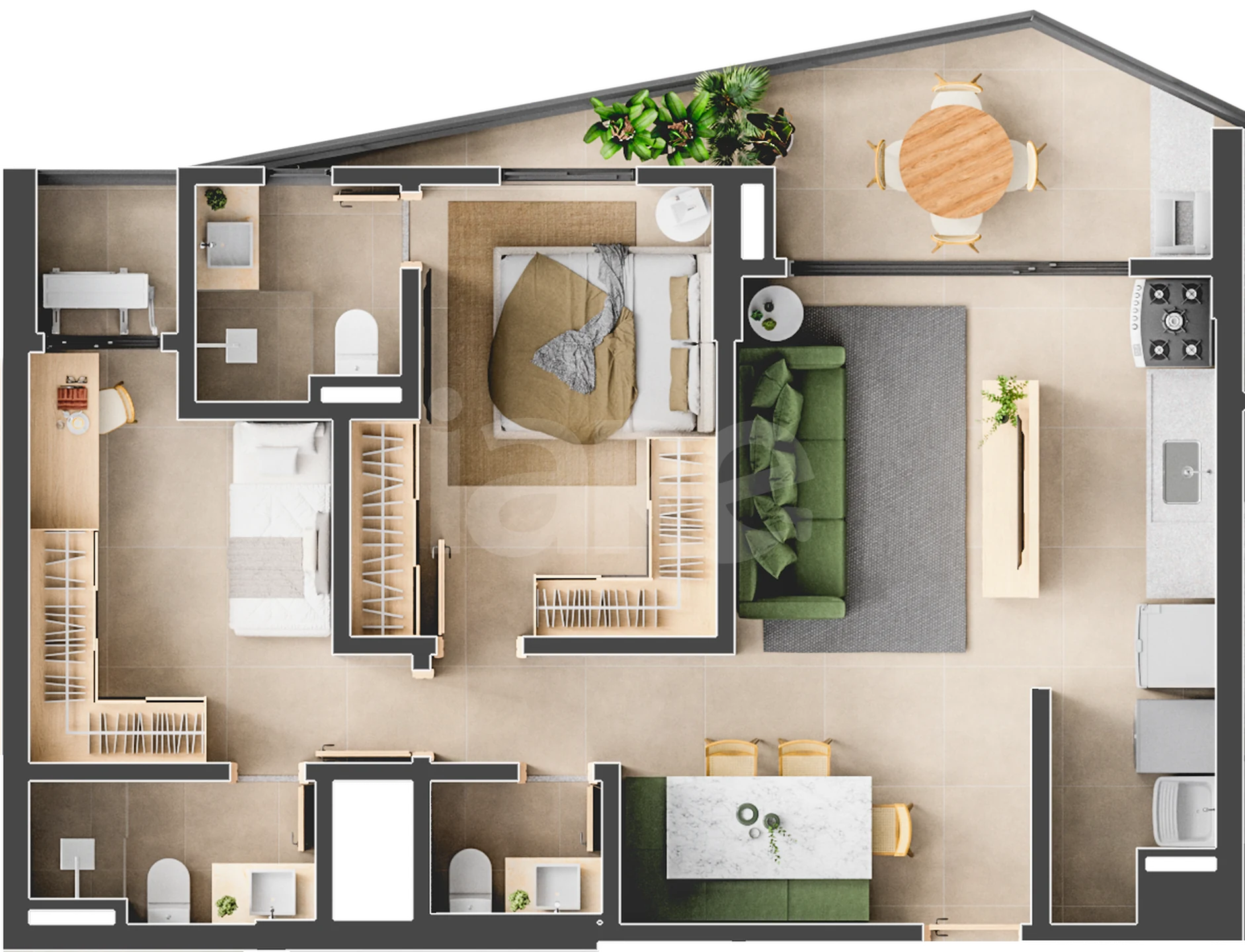 Planta — Garden 76,41 m²