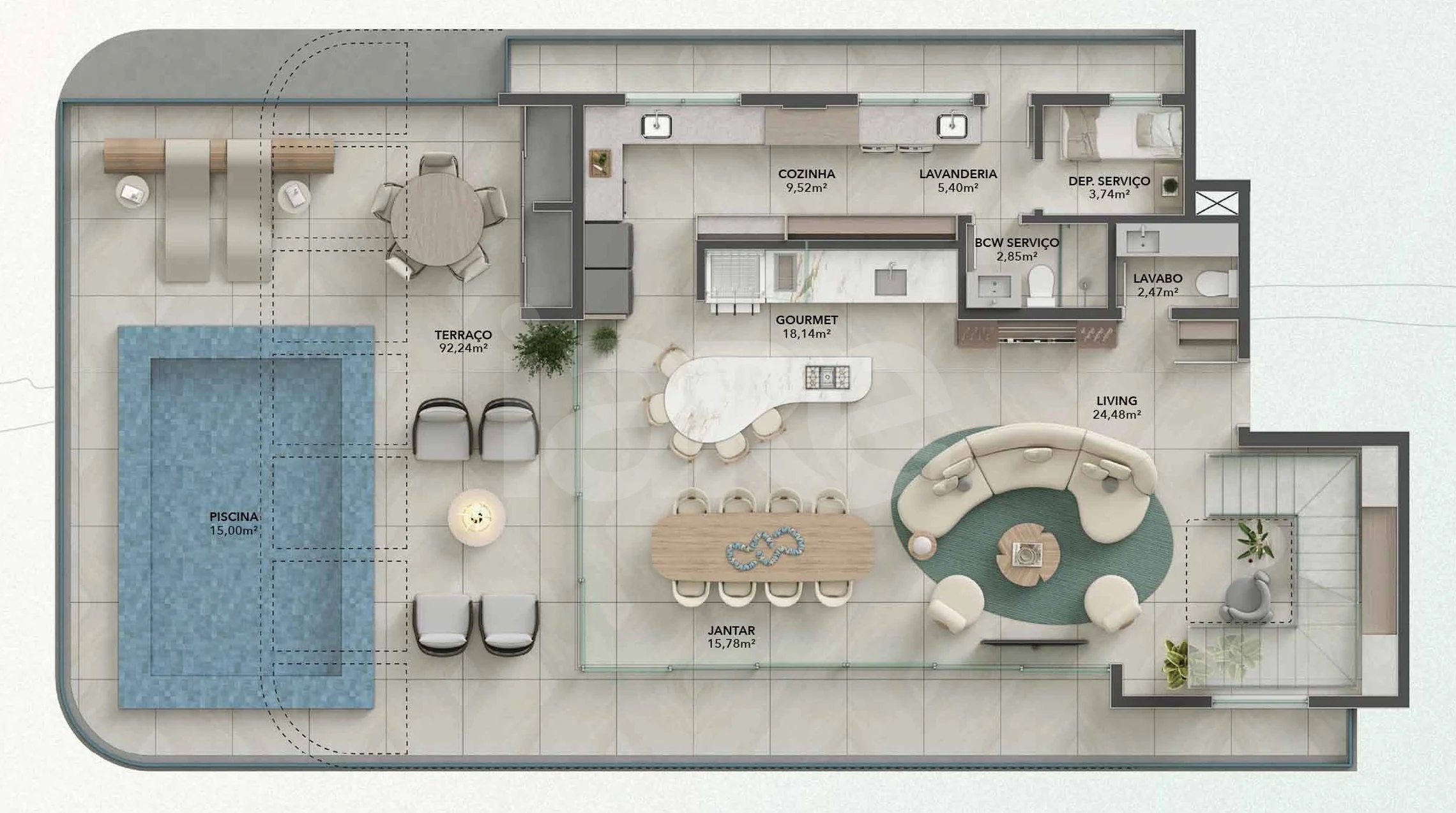 Planta — Cobertura Duplex 249,1 m²