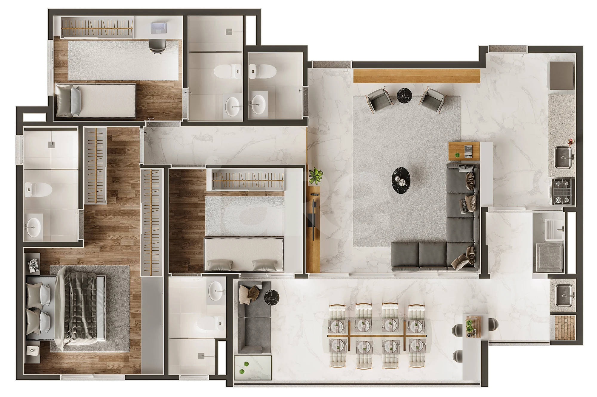 Planta — Apartamento 101,19 m²