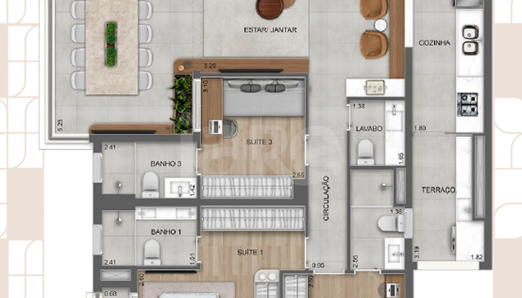 Planta — Apartamento 121,73 m²
