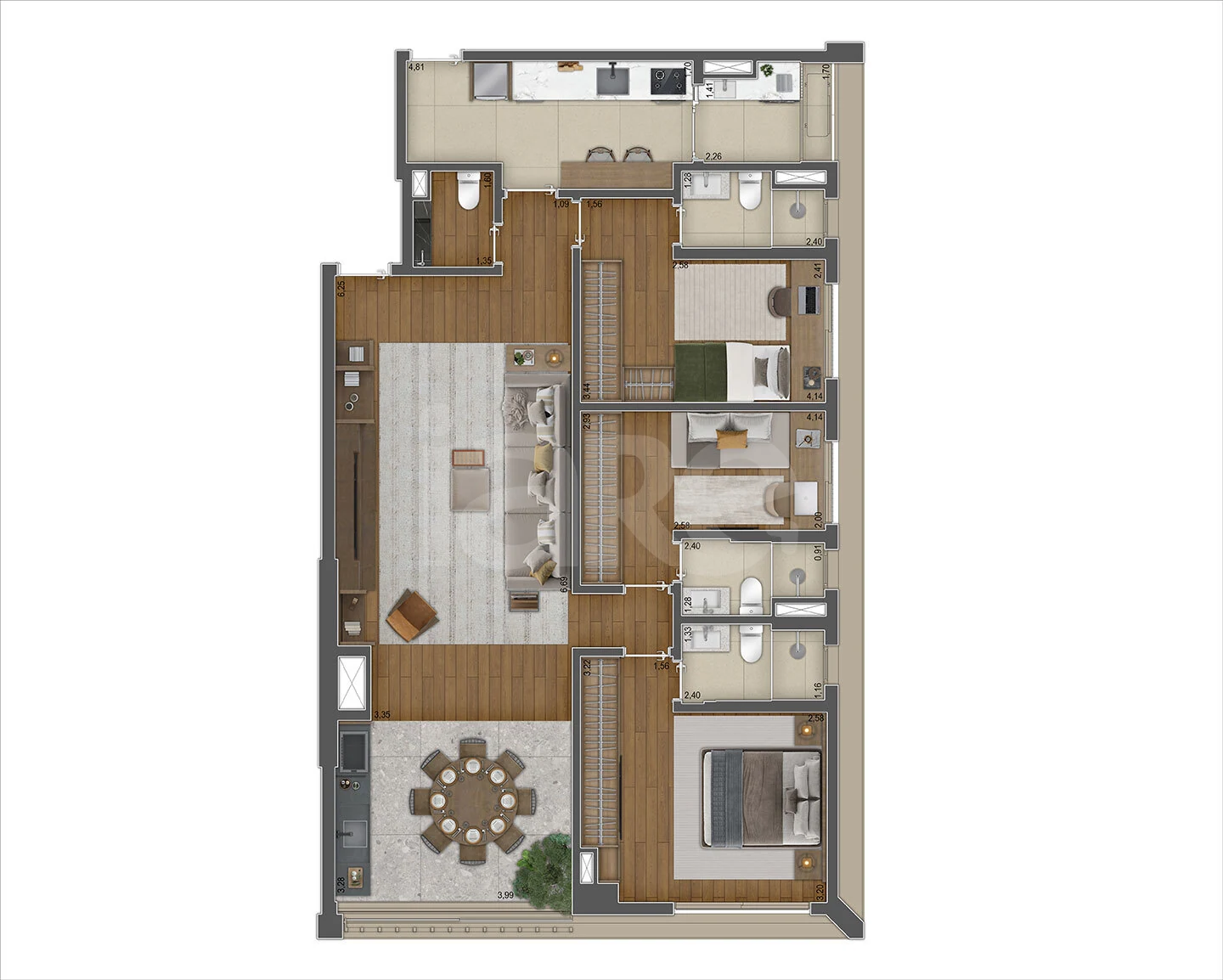 Planta — Apartamento 124,06 m²