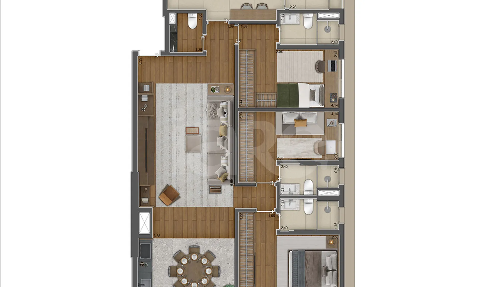 Planta — Apartamento 124,06 m²