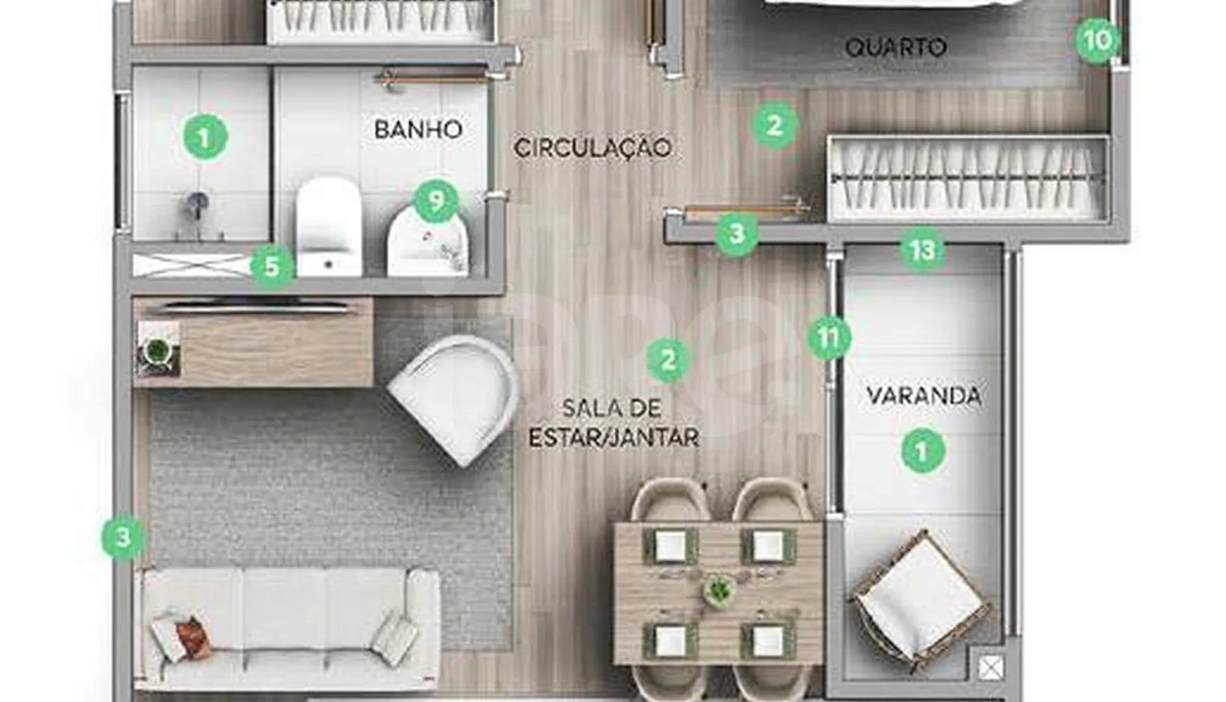 Planta — Apartamento 37,18 m²