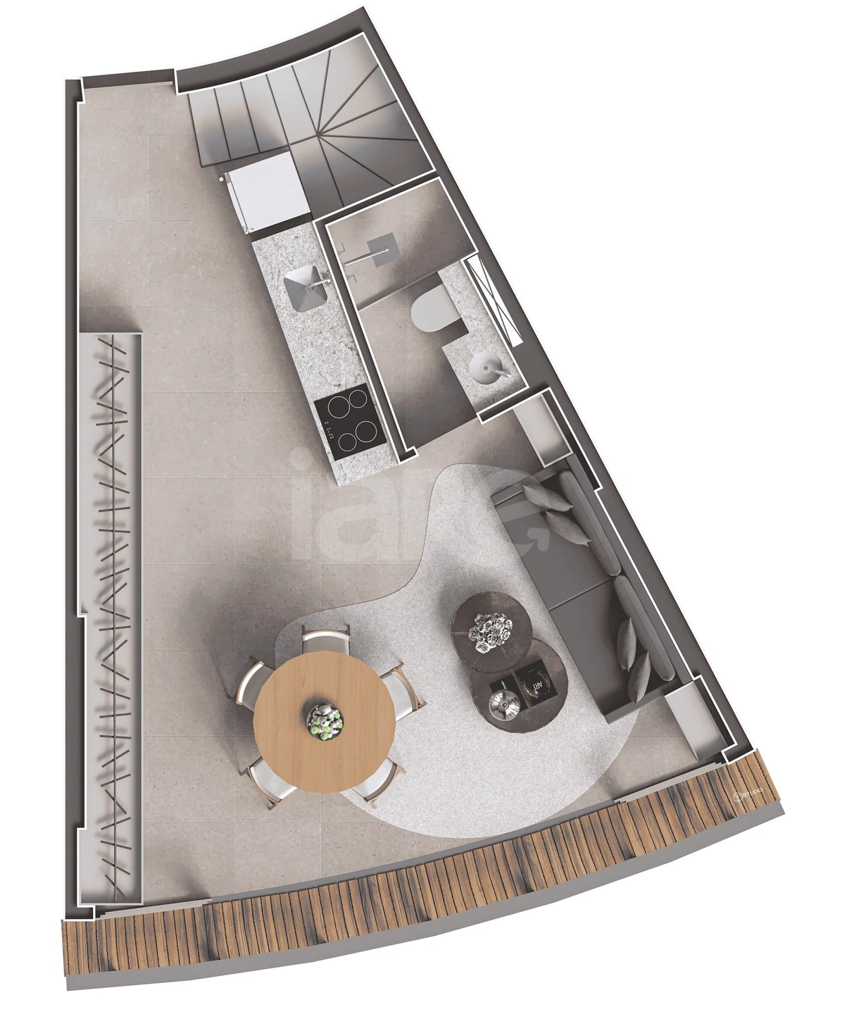 Planta — Cobertura Duplex 80 m² · 1º pavimento