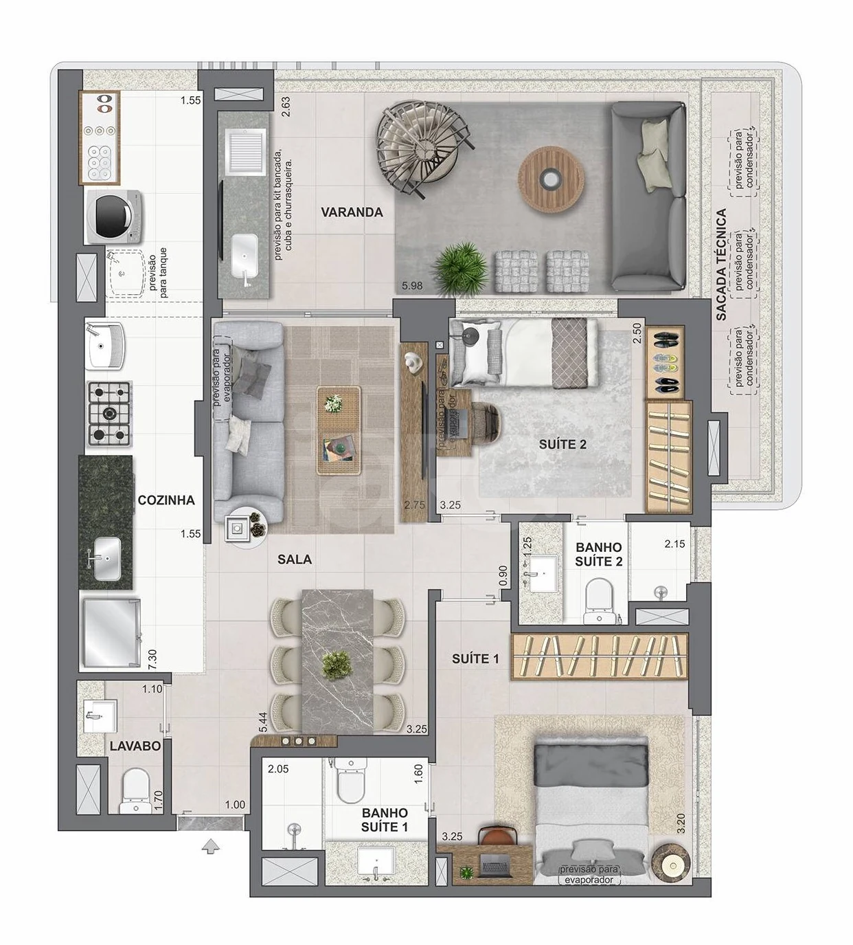 Planta — Apartamento 87,86 m²