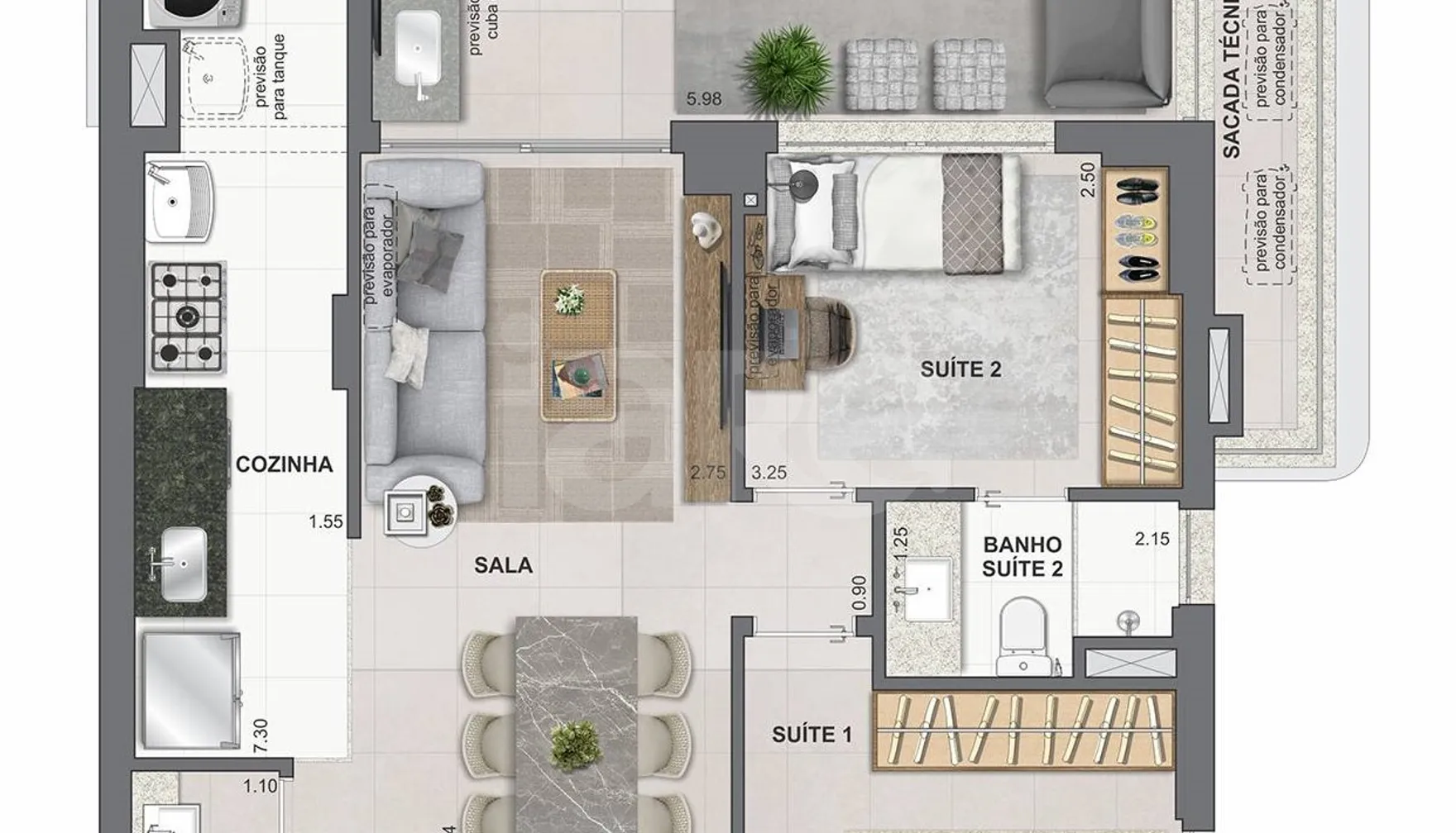Planta — Apartamento 87,86 m²