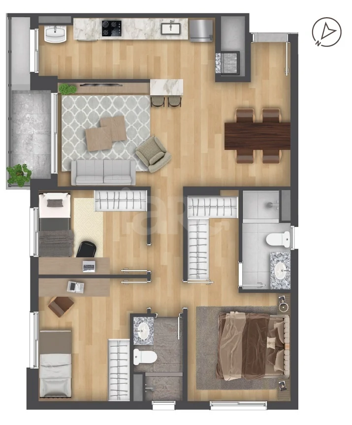 Planta — Apartamento 79,84 m²