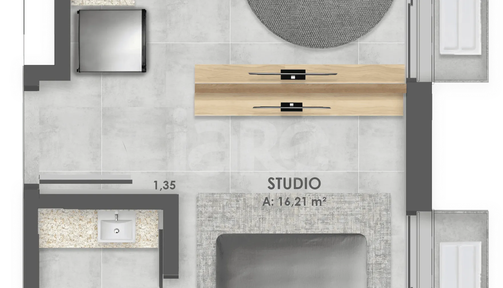 Planta — Studio 22,66 m²