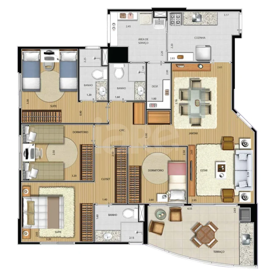 Planta — Apartamento 108 m²