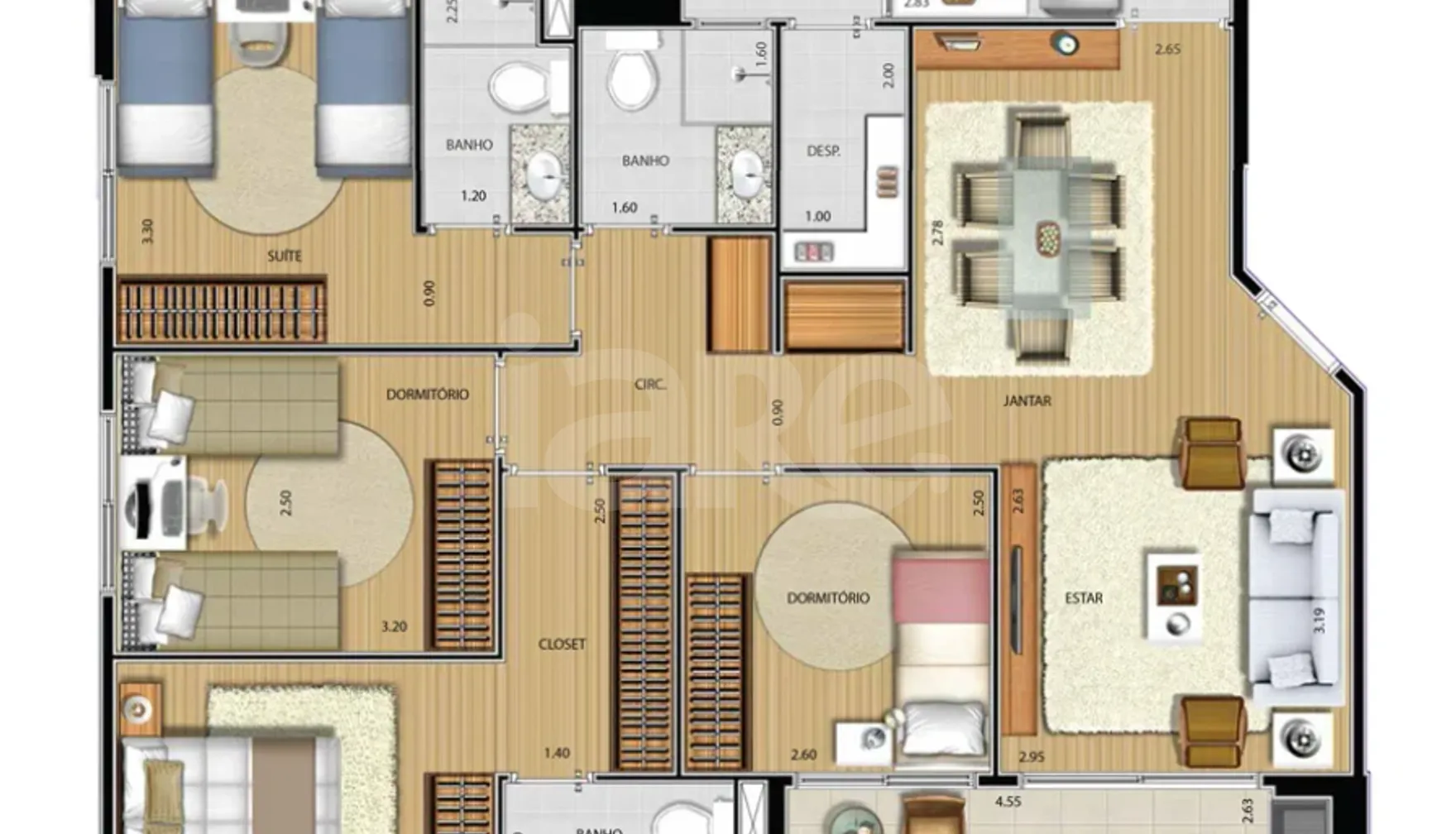 Planta — Apartamento 108 m²