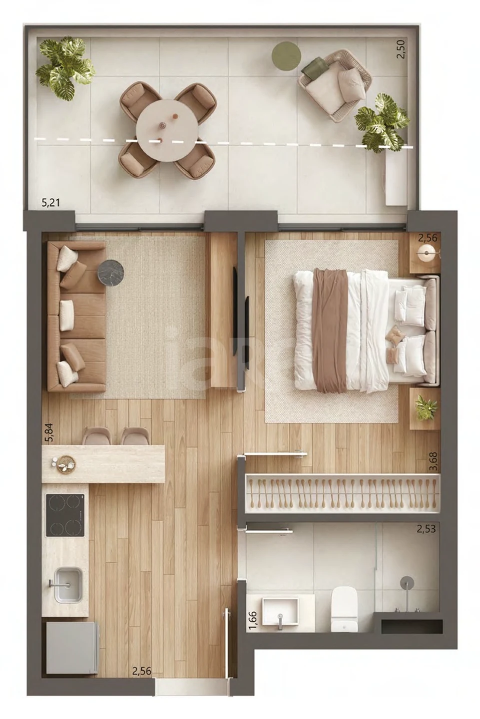 Planta — Apartamento 46,04 m²