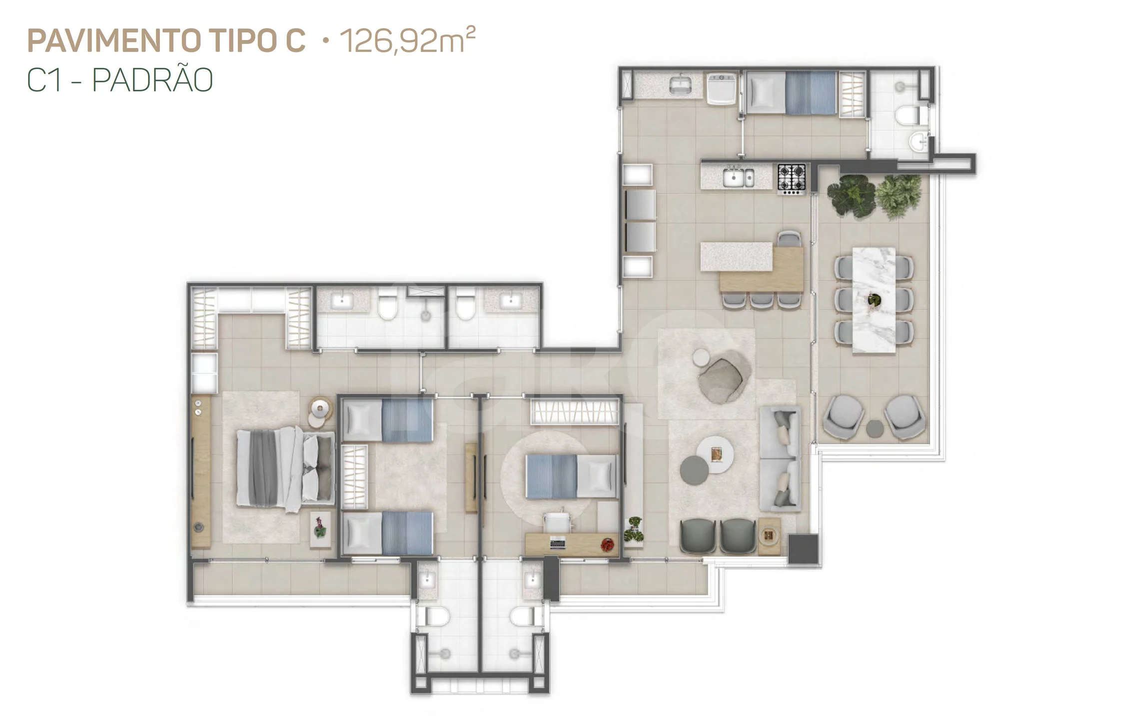 Planta — Tipo C - 126,92m²