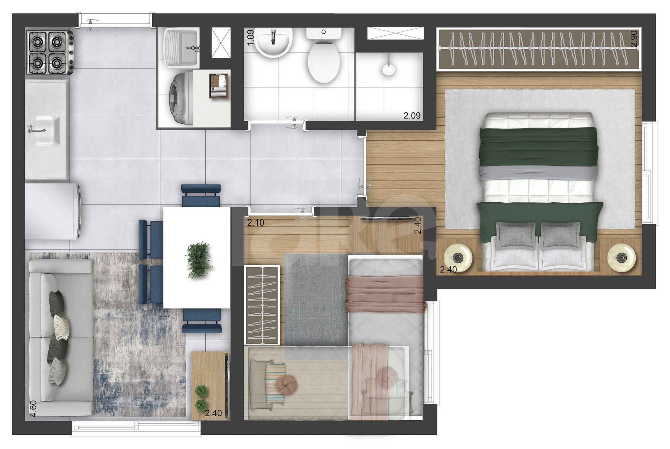 Planta — Apartamento 32,32 m²