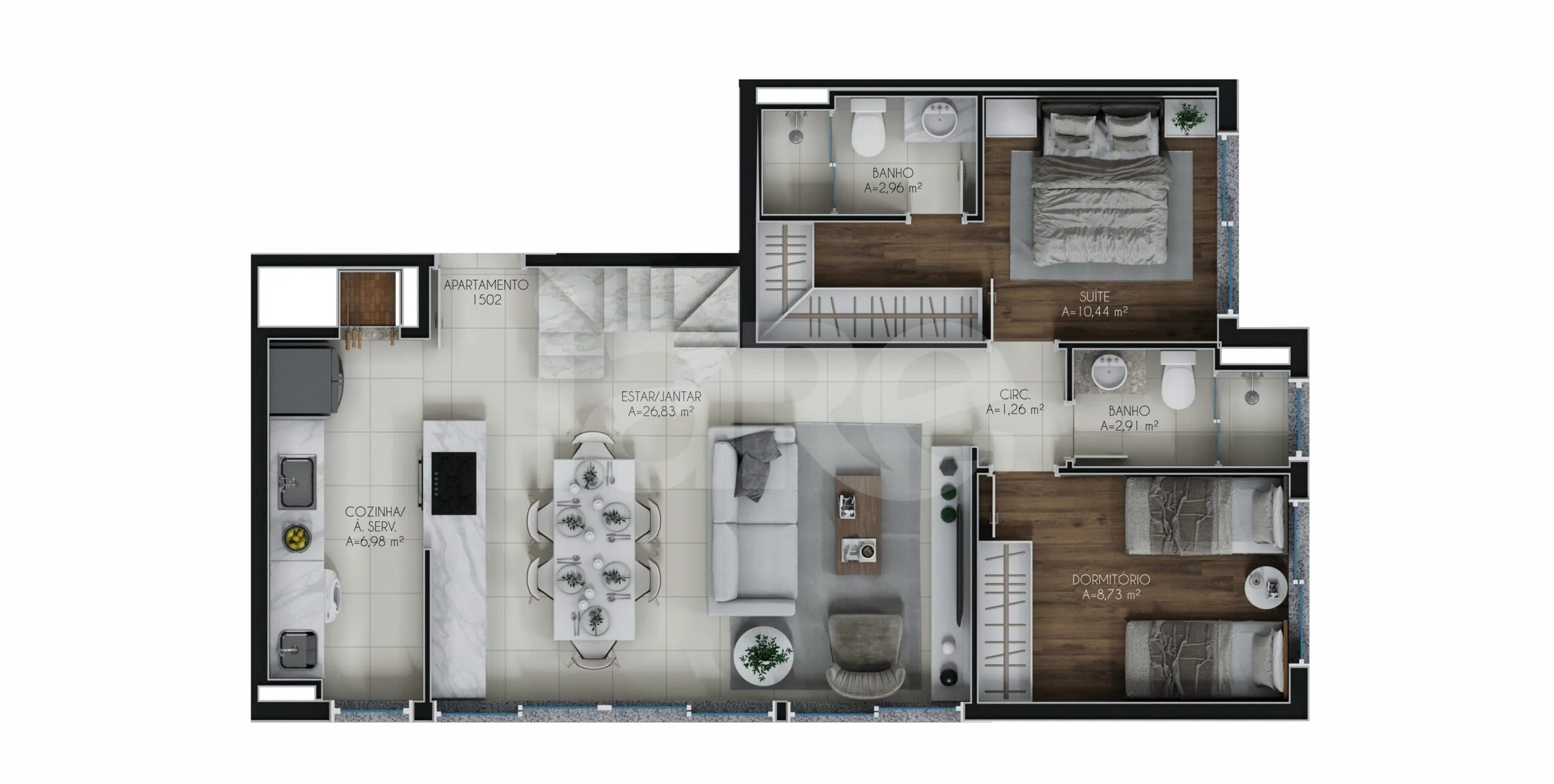 Planta — Cobertura Duplex 116 m²