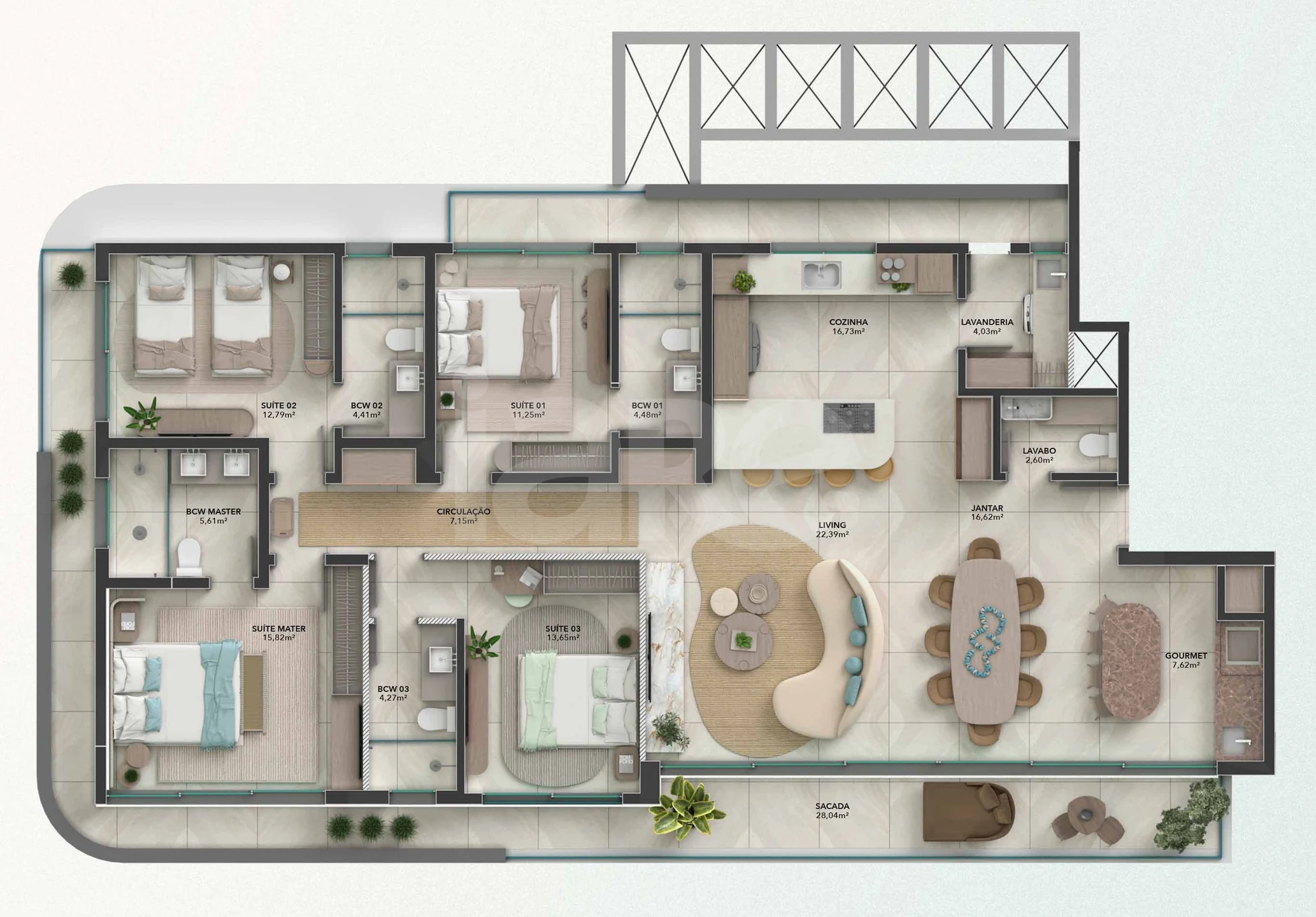 Planta — Apartamento 211,04 m²